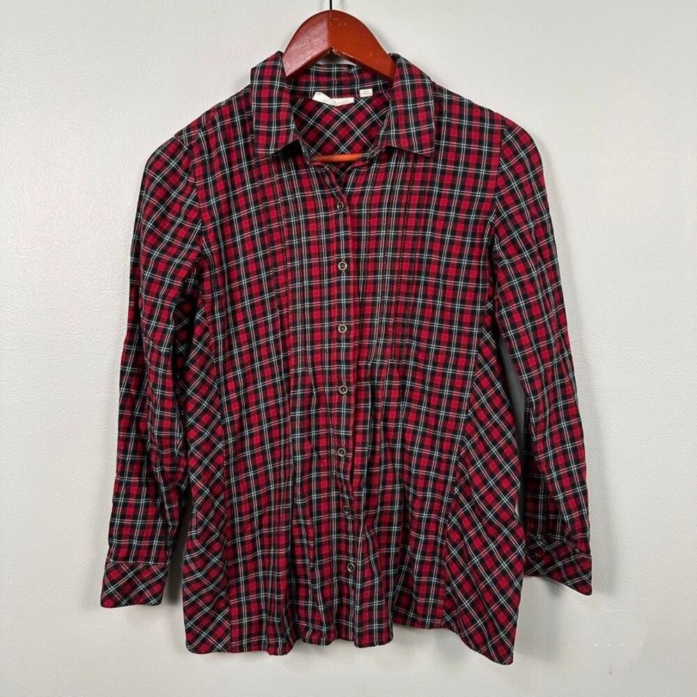 J. Jill Uncommon Threads Womens Flannel Plaid Button Down Shirt Blouse XS Petite